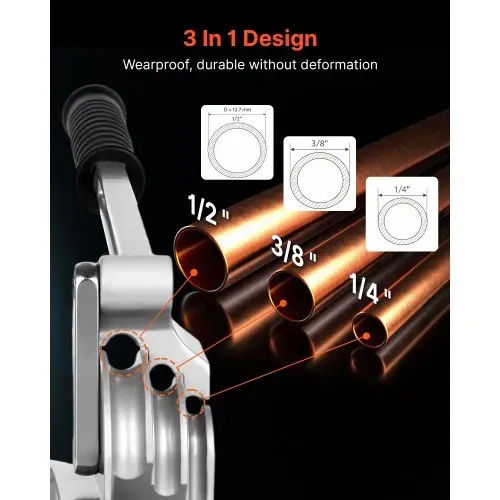 VEVOR Rohrbiegegerät, 6,35/9,525/12,7 mm Außendurchmesser, 3-in-1-Rohrbieger mit manueller Wasserwaage, 180°-Biegewerkzeug für Kupfer-Aluminium-Rohre für Autoreparaturen, HVAC-Klimaanlagen – Bild 2