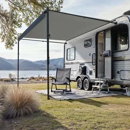 VEVOR Wohnwagen Markise einziehbare RV Markisen (609,6 cm) wasserdichter Sonnenschutz mit Aluminiumlegierungsrahmen, Außenmarkise mit schwarzem Ständer und schwarzen Stoffen mit Farbverlauf – Bild 7