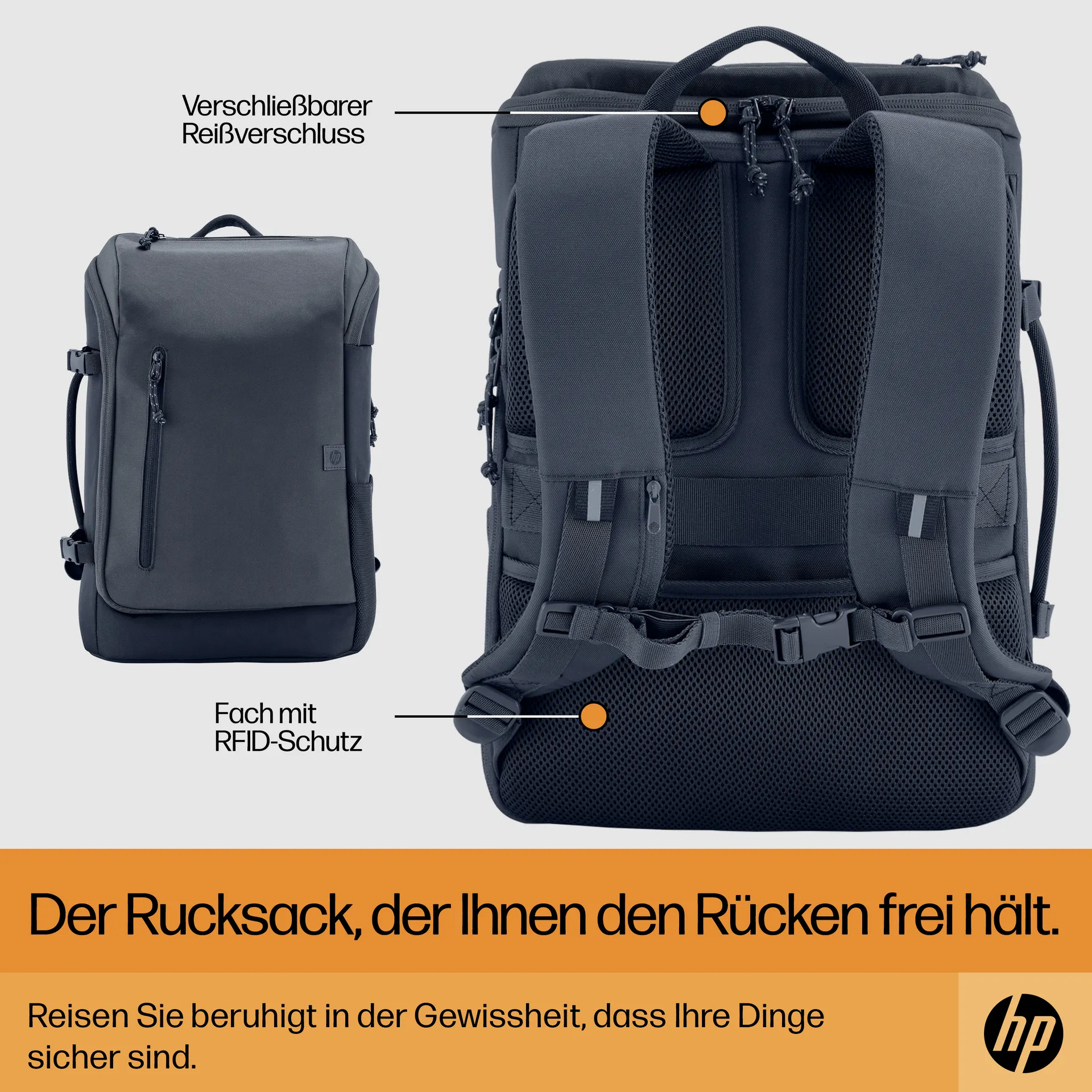 HP Travel 25 Liter 15,6 Zoll Laptop-Rucksack (Iron Grey) – Bild 6
