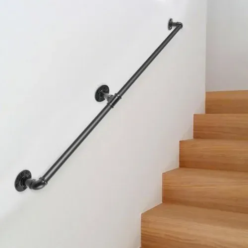 VEVOR 2x Retro Wasserrohr Handlauf 212cm Industrieller Windeisen Korridor Kohlenstoffstahl 3x Wandhalterungen Handlauf Rustikal 200kg Tragfähigkeit Geeignet für Handläufe im Innen-/Außenbereich – Bild 7