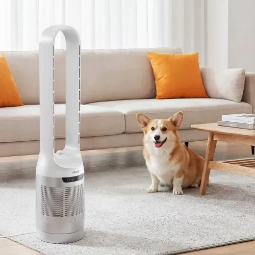 VEVOR Blattloser Turmventilator, 104cm Säulenventilator mit 12 Geschwindigkeiten Max. 4.5 m/s 4 Modi 8 Std. Timer, 65° Oszillierender Standventilator mit Fernbedienung für Schlafzimmer Büro, Weiß – Bild 7