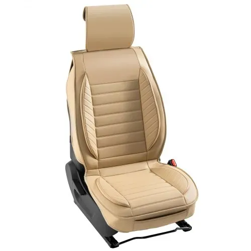 VEVOR Sitzbezüge, Universal Autositzbezüge Vordersitze, 2 Stk. Kunstleder Sitzbezug, Halbgeschlossenes Design, abnehmbare Kopfstütze und Airbag kompatibel, für die meisten Autos SUVs und Trucks Beige – Bild 8