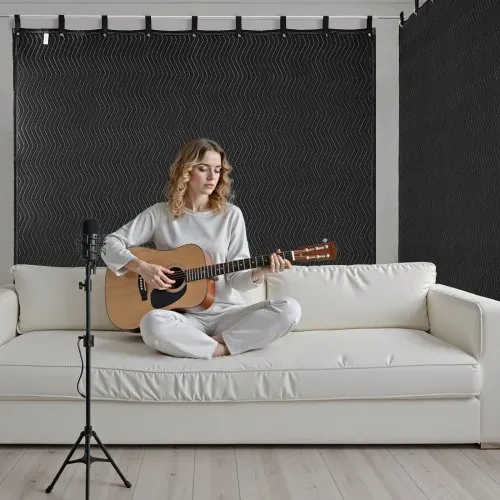 VEVOR 2er-Pack Sounddecke, Schalldämpfungsdecken, 2438x2032 mm, extra große Akustikdecke mit Ösen, Studio-Ösendecke mit Baumwollfüllung, für Fenster, Türen, Lichtblocker, Musikaufnahmen – Bild 7