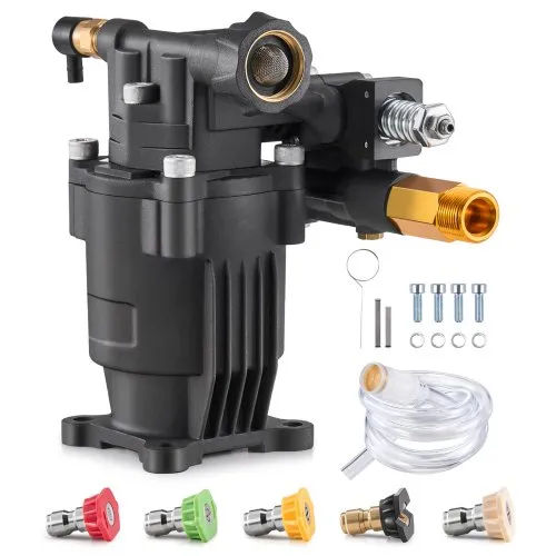VEVOR Hochdruckreinigerpumpe, 3/4 Zoll Welle horizontal, 3500 PSI, 2,5 GPM, Ersatz-Hochdruckreinigerpumpen-Set mit 5 Düsen, Hardware und Siphonrohr, bis zu 150 Stunden, Hochdruckreiniger Ersatzpumpe VEVOR Hochdruckreinigerpumpe, 3/4 Zoll Welle horizontal, 3500 PSI, 2,5 GPM, Ersatz-Hochdruckreinigerpumpen-Set mit 5 Düsen, Hardware und Siphonrohr, bis zu 150 Stunden, Hochdruckreiniger Ersatzpumpe