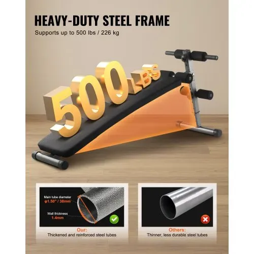 VEVOR Sit Up Bank, gebogene Bauchmuskelbank 5-stufig Höhenverstellbar (1425x470x675 mm) Rückentrainer (226 kg belastbar) für Heimtraining im Fitnessstudio Krafttraining Ganzkörpermuskeltraining – Bild 2