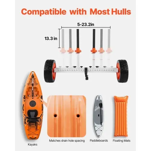 VEVOR Kajakwagen, 113 kg, Kanuwagen mit 25,4 cm Reifen & Spanngurt, Bootswagen zum Transportieren von Kajaks, Kanus, Paddleboards, Jon-Booten, Wassersportgeräte, 900x580x575 mm – Bild 4