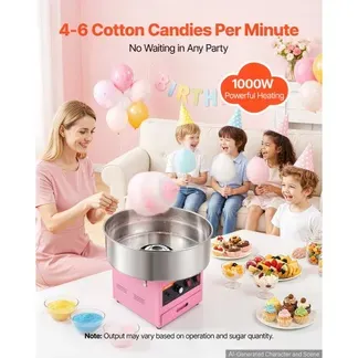 VEVOR Zuckerwattemaschine 1000 W Elektrischer Zuckerwattebereiter Rosa für Geburtstagsfeiern und Familienfeste, mit Zuckerschaufel, Aufbewahrungsschublade, Überhitzungs- und Überlastungsschutz VEVOR Zuckerwattemaschine 1000 W Elektrischer Zuckerwattebereiter Rosa für Geburtstagsfeiern und Familienfeste, mit Zuckerschaufel, Aufbewahrungsschublade, Überhitzungs- und Überlastungsschutz