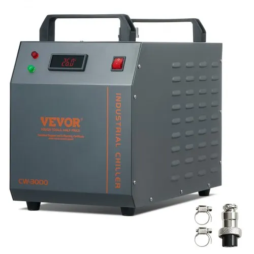 VEVOR Industrieller Wasserkühler, CW-3000, 80 W luftgekühltes industrielles Wasserkühler-Kühlsystem mit 12 L Wassertankkapazität, 12 L/min max. Durchflussrate, für Kühlmaschine für Lasergravurmaschine VEVOR Industrieller Wasserkühler, CW-3000, 80 W luftgekühltes industrielles Wasserkühler-Kühlsystem mit 12 L Wassertankkapazität, 12 L/min max. Durchflussrate, für Kühlmaschine für Lasergravurmaschine
