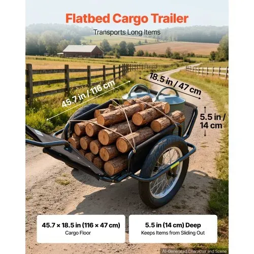 VEVOR Fahrradanhänger Lastenanhänger Transportanhänger für Offroad 145 kg, Kohlenstoffstahl & PVC-Netzgewebe, Mit 8 Reflektoren, Faltbares Design, Für 22-28 Zoll Räder, Fahrradwagen für Alle Gelände – Bild 2
