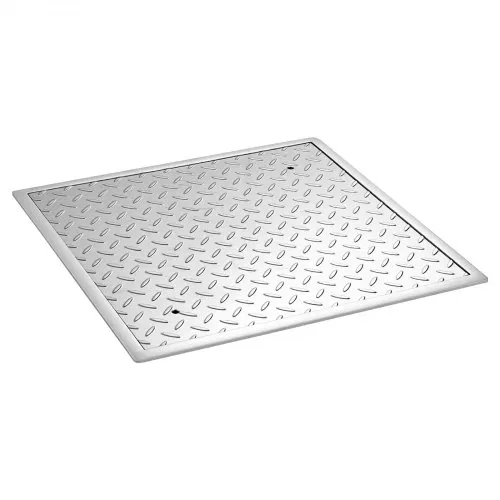 VEVOR Schachtabdeckung mit Rahmen 60 x 60 cm, Quadratischer Schachtdeckel Klärgrubendeckel, Hochbelastbarer Rutschfester Gullydeckel aus Kohlenstoffstahl für Abflussrinne, für Gehwege Gärten Höfe – Bild 10