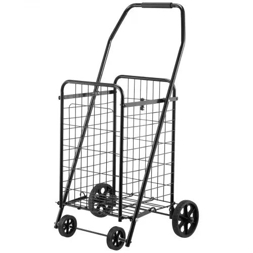 VEVOR Einkaufswagen zusammenklappbarer Einkaufstrolley mit Schwenkrädern & 40,8 kg großer Tragkraft, 39 L Einkaufsroller Wäschewagen für Wäsche Einkaufen Camping Lebensmittel Gepäck Schwarz – Bild 10