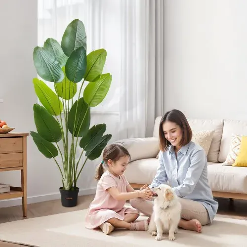 VEVOR Künstlicher Paradiesvogel, 1,8 m hoch, tropische Pflanzen mit 13 Stämmen & weißem Topf, Kunstseidenbaum, große Bäume für Dekoration von Veranden, Wohnzimmer, Terrassen Zuhause, Büro – Bild 7