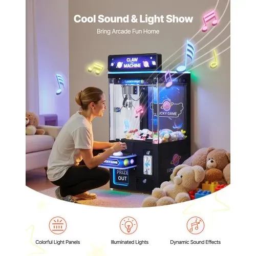 VEVOR Greifautomat, Spielautomat, mittelgroßer Arcade-Spielautomat mit Licht & Ton, verstellbaren Stahlkrallen, Gewinnautomat, Greifer, Verkaufsspielzeug, für kommerzielles Heimkino, Schwarz-Lila – Bild 2