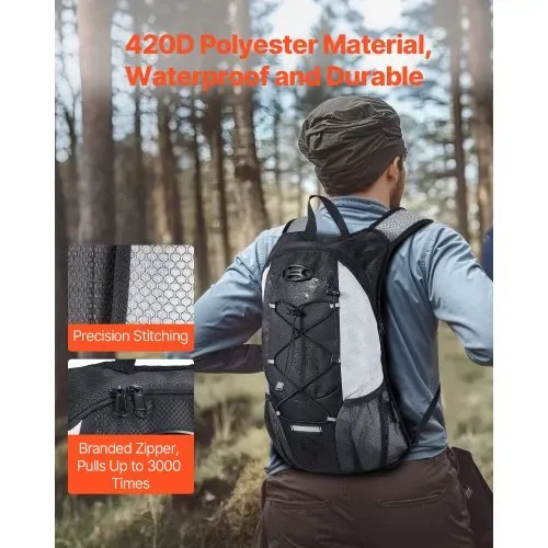 VEVOR Trinkrucksack 8 L isolierter Rucksack mit 2 L TPU-Wasserblase Laufrucksack Wanderrucksäcke für Radfahren Laufen Ausflug Schwarz, Hydro-Wasser-Tagesrucksack für Männer und Frauen – Bild 3