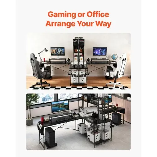 VEVOR Gaming Tisch L-Form 1,7 m, Gamertisch mit Monitorständer & Verschiebbarem CPU-Ständer, Ecktisch 68 kg Tragfähigkeit, Eckschreibtisch Computertisch, Arbeitsstation für Homeoffice – Bild 6