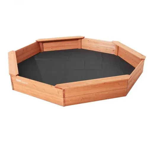 VEVOR Holzsandkasten mit Abdeckung, achteckiger Sandkasten, Sandgrube mit 4 Sitzplätzen & Bodenauskleidung, Kindersandkasten für den Garten, Geschenk für Jungen & Mädchen im Alter von 3–12 Jahren – Bild 10
