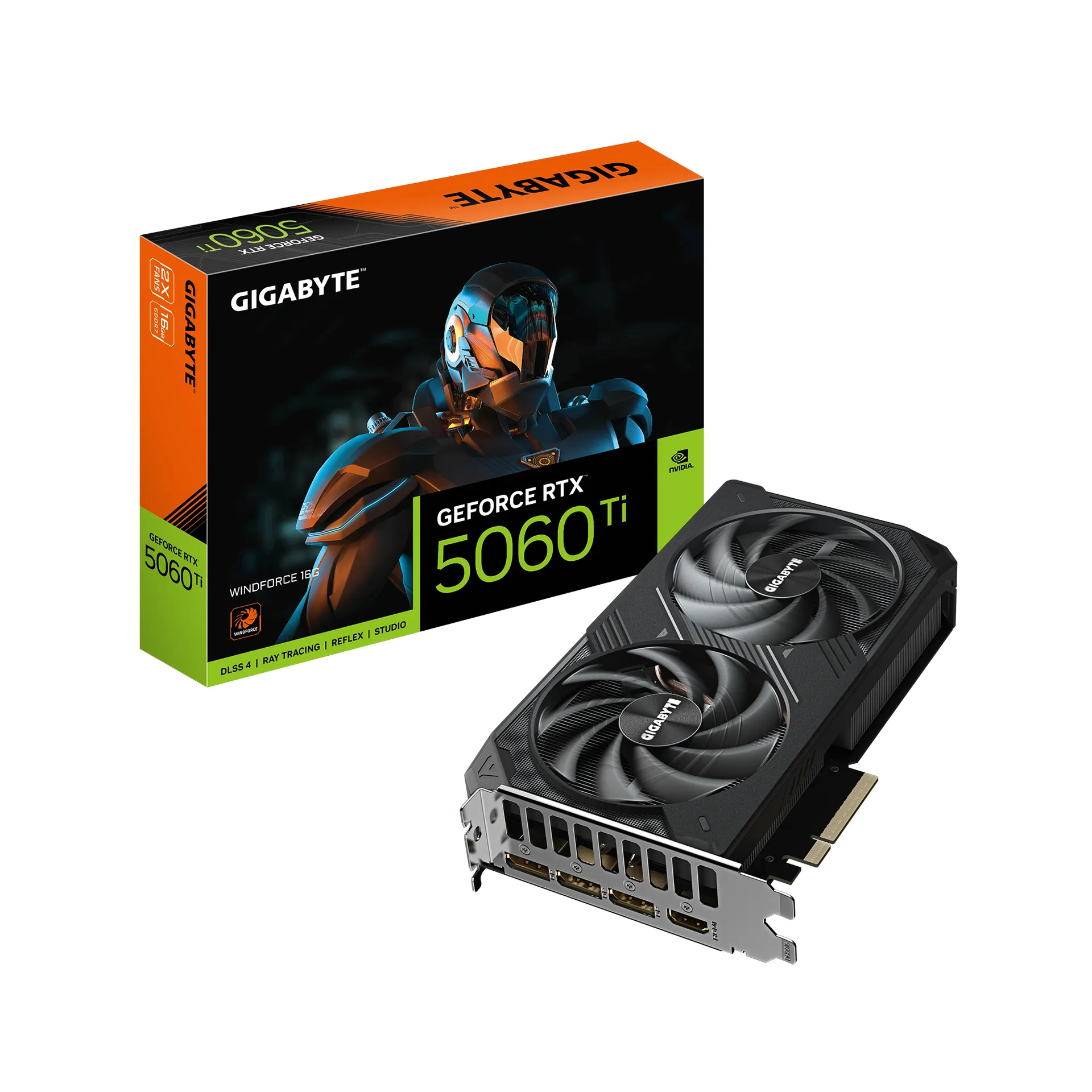 GIGABYTE GeForce RTX 5060 Ti WINDFORCE 16G Grafikkarte – 16 GB GDDR7, 128 Bit, PCI-E 5.0, 2572 MHz Kernfrequenz, 3 x DisplayPort, 1 x HDMI, GV-N506TWF2-16GD GIGABYTE GeForce RTX 5060 Ti WINDFORCE 16G Grafikkarte – 16 GB GDDR7, 128 Bit, PCI-E 5.0, 2572 MHz Kernfrequenz, 3 x DisplayPort, 1 x HDMI, GV-N506TWF2-16GD