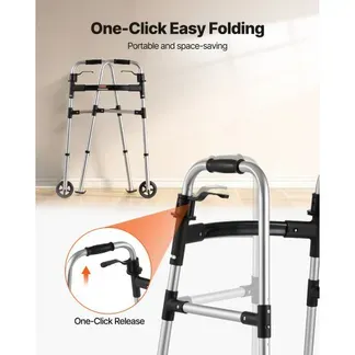 VEVOR Gehgestell 158 kg, Gehilfe mit Rädern & 8-fach verstellbarer Höhe, Gehrahmen aus leichtem Aluminium, Rollator mit Vorderrädern für Senioren & Erwachsene, Gehbock 605x385x755-955 mm VEVOR Gehgestell 158 kg, Gehilfe mit Rädern & 8-fach verstellbarer Höhe, Gehrahmen aus leichtem Aluminium, Rollator mit Vorderrädern für Senioren & Erwachsene, Gehbock 605x385x755-955 mm