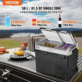 VEVOR Tragbarer Autokühlschrank, 12-Volt-Autokühlschrank, 58 l / 61,5 QT tragbarer Zweizonen-Gefrierschrank, -20 °C bis 20 °C einstellbare Temperatur, Kompressorkühler für Zuhause, Outdoor, Camping VEVOR Tragbarer Autokühlschrank, 12-Volt-Autokühlschrank, 58 l / 61,5 QT tragbarer Zweizonen-Gefrierschrank, -20 °C bis 20 °C einstellbare Temperatur, Kompressorkühler für Zuhause, Outdoor, Camping