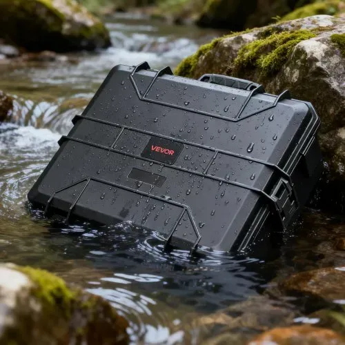 VEVOR Hartschalenkoffer für 8 Pistolen, Pistolenkoffer mit XPE-Schaumstoffeinlage 556x455x225 mm, Wasserdichter Kurzwaffenkoffer mit Anpassbarem Innenraum & Tragegriff, für Pistole Objektive Kamera – Bild 7