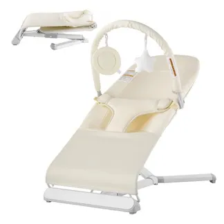 VEVOR Babywippe, klappbarer Wippensitz für Babys von 0–9 Monaten, Wippenstuhl mit 2 Liegewinkeln & drehbarem Spielzeugbügel, Babyschaukel mit Reisetasche für drinnen & draußen, 685x410x600mm Beige VEVOR Babywippe, klappbarer Wippensitz für Babys von 0–9 Monaten, Wippenstuhl mit 2 Liegewinkeln & drehbarem Spielzeugbügel, Babyschaukel mit Reisetasche für drinnen & draußen, 685x410x600mm Beige