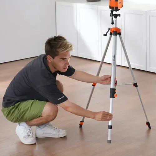 VEVOR Laser-Wasserwaagen-Stativ, ¼ x 20 Gewindehalterung, 27,36-68,11 Zoll Höhenverstellung mit integrierter Wasserwaage, leichter Laserscanner-Stativständer, einziehbare Beine, Aluminium-Stativ für stabile Messungen – Bild 7