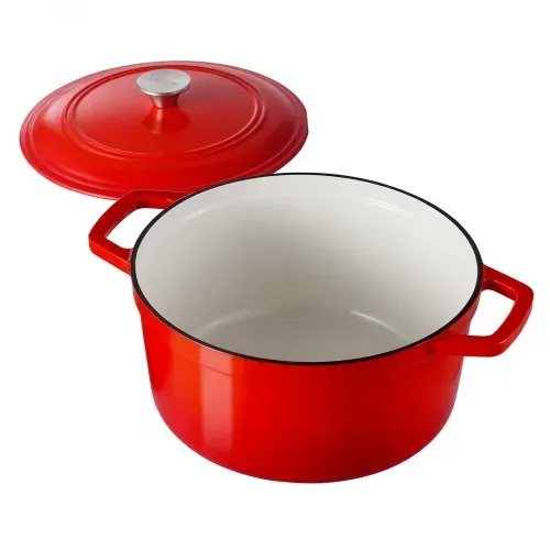 VEVOR Schmortopf aus emailliertem Gusseisen, 5,68 L Dutch Oven zum Backen von Sauerteigbrot, robuster Kochtopf mit Deckel & 2 Griffen, geeignet bis 260 °C, Feuertopf zum Kochen und Braten – Bild 10