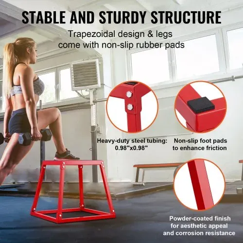 VEVOR Plyometrische Sprungbox, 458 mm Plyo-Box, Plyometrische Plattform Plyobox Rot, Rutschfeste Fitness-Übungs-Step-Up-Box für Heimtraining, Konditions-Krafttraining, Gesäß, Oberschenkel Trainieren – Bild 3