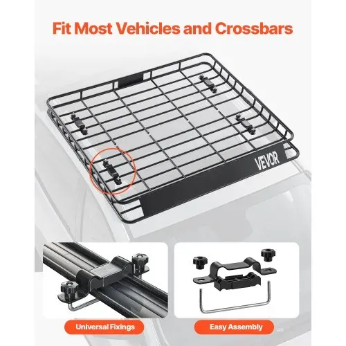 VEVOR Dachgepäckträgerkorb Autodachkorb (1095 x 1270 x 105 mm) universeller Dachgepäckträger aus rostfreiem legiertem Stahl mit 68 kg Max. Tragkraft, Autodach-Gepäckträger für SUV Lkw – Bild 2