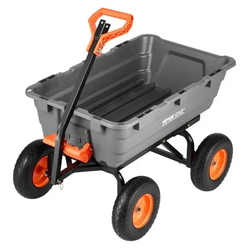 VEVOR Gartenwagen mit Kippfunktion, 544 kg Belastbarer Bollerwagen, 270° Drehbarer Transportwagen für Gartenarbeit aus Kunsttoff & Stahl mit 13 Zoll PU-Reifen & Metallzaun für Rasen, Kies & Schlamm – Bild 8