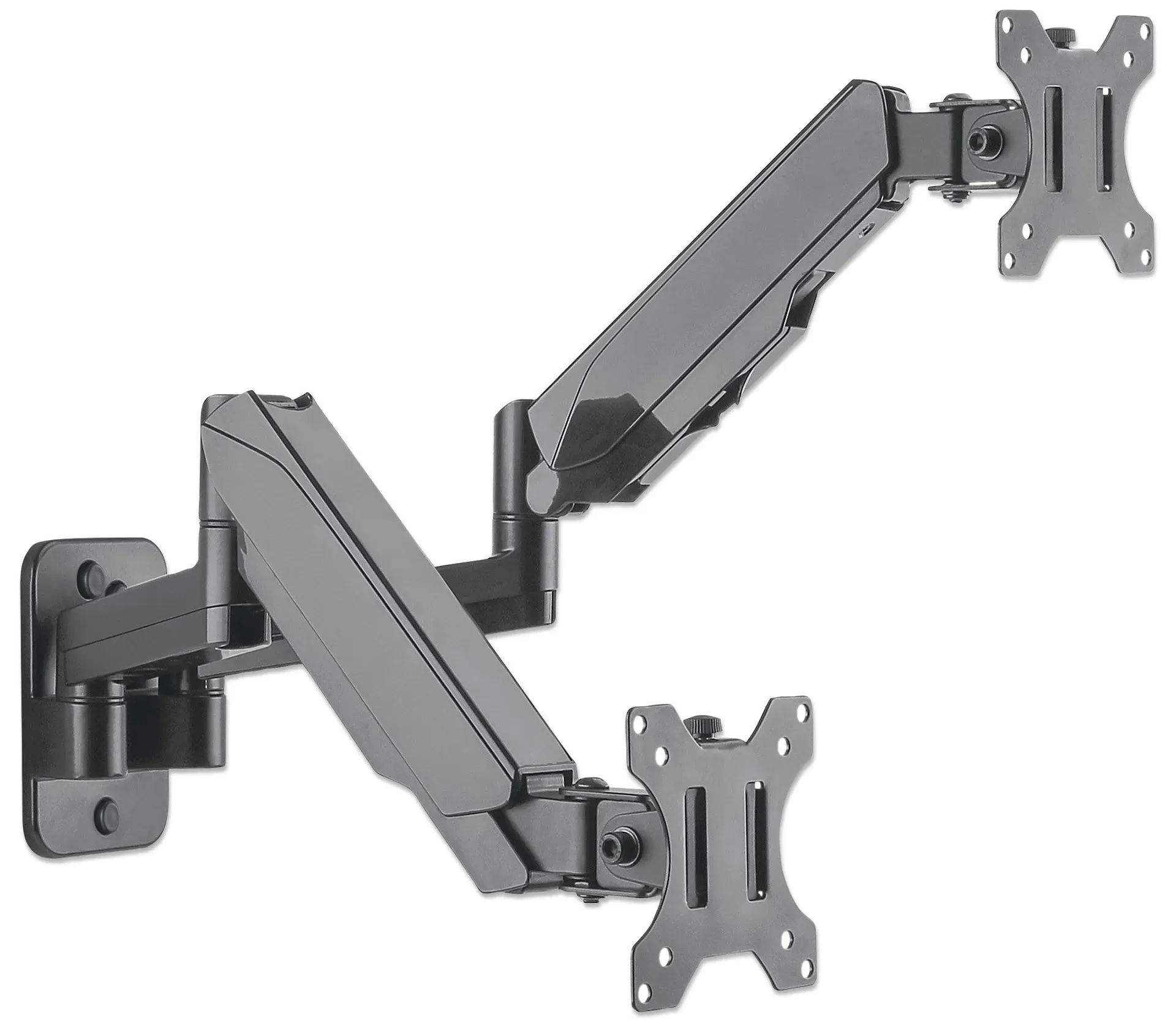 Manhattan Universal-Wandhalterung mit Gasdruckfeder für zwei Monitore, Zwei Halterungsarme mit Gasdruckfeder, Kugelgelenk und Verlängerungsarm, geeignet für zwei Monitore von 17" bis 32"* und bis zu 8 kg pro Arm – Bild 6
