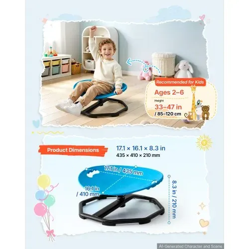 VEVOR Drehstuhl Kinder Autismus Sensorischer Drehsitz 50 kg 430x355 mm Blau, ADHS Hilfsmittel für Kinder im Alter von 2-6 Jahren, Förderung von Gleichgewicht Körperkoordination Greifkraft, PP-Material – Bild 5