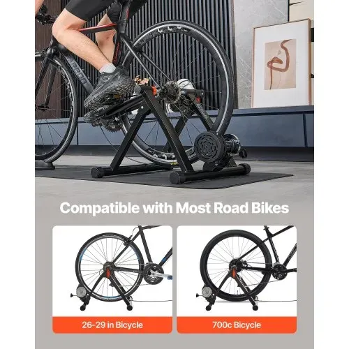 VEVOR Fahrrad Rollentrainer Fahrradtrainer für 660,4-736,6 mm / 700C-Räder, 6-stufiger Widerstand, faltbarer magnetischer Radtrainer Heimtrainer mit Schnellspanner & Vorderradunterlage Schwarz – Bild 3