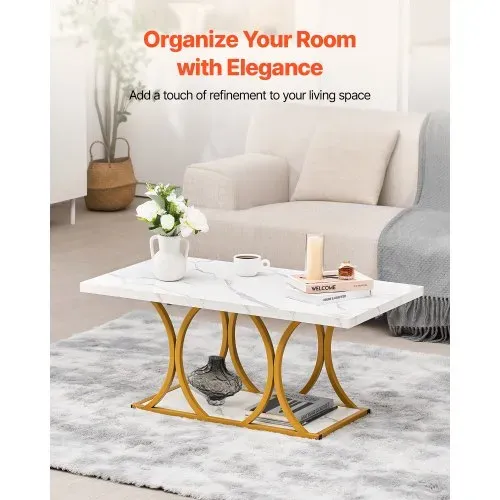VEVOR Couchtisch Beistelltisch in Marmoroptik, zweistufiger rechteckiger Beistelltisch Sofatisch mit Metallgestell & geometrischen Beinen & 95 kg Tragkraft, minimalistischer Wohnzimmertisch Weiß VEVOR Couchtisch Beistelltisch in Marmoroptik, zweistufiger rechteckiger Beistelltisch Sofatisch mit Metallgestell & geometrischen Beinen & 95 kg Tragkraft, minimalistischer Wohnzimmertisch Weiß