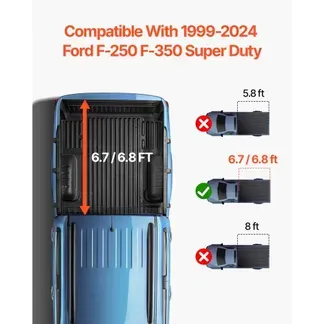 VEVOR Dreifach faltbare Ladeflächenabdeckung, Kompatibel mit 1999-2024 Ford F-250 F-350 Super Duty, Styleside 6,75′ (81″, 82″) Ladefläche, Passend für 6,7′ x 5,4’/6,8′ x 5,6′ Innenladefläche VEVOR Dreifach faltbare Ladeflächenabdeckung, Kompatibel mit 1999-2024 Ford F-250 F-350 Super Duty, Styleside 6,75′ (81″, 82″) Ladefläche, Passend für 6,7′ x 5,4’/6,8′ x 5,6′ Innenladefläche