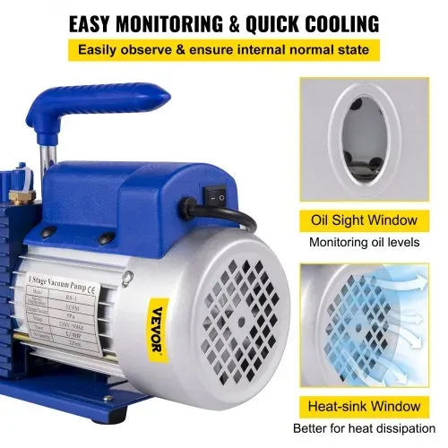 VEVOR 3CFM Vakuumpumpe,1/4HP Vakuumpumpe Unterdruckpumpe, 220 V Unterdruckpumpe Vakuumgeräte Pumpe, 50HZ Unterdruckpumpe Vakuumgeräte Pumpe – Bild 4