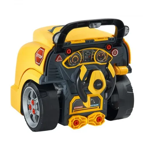 VEVOR Motorspielzeug, 60-teilig, Autoreparaturset für Kinder, mit abnehmbaren Teilen, Lichtern & Geräuschen, Lenkrad & Hupe, Mechaniker-Werkstattset Kleinkinder ab 3 Jahren, Gelb – Bild 9