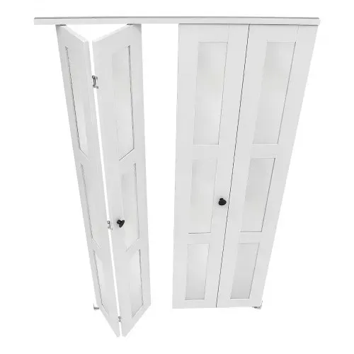 VEVOR Falttür Klapptür Komplettset 1219 mm (vier 305 mm) x 2032 mm Mattglas, für Schränke & Schlafzimmer, 4-tlg. Faltschiebetür mit Metallbeschlägen & Verbundrahmen, Modern Stilvoll & Platzsparend Weiß – Bild 10
