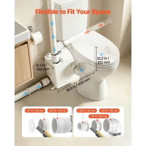 VEVOR Fäkalienhebeanlage 800 W 12000 L/h 10 m Förderhöhe Nachlauffunktion, Weiße Abwasserhebeanlage Geeignet für Keller, WC, Waschbecken, Waschküche und Küche, Hebeanlage für Abwasser Zerhackerpumpe VEVOR Fäkalienhebeanlage 800 W 12000 L/h 10 m Förderhöhe Nachlauffunktion, Weiße Abwasserhebeanlage Geeignet für Keller, WC, Waschbecken, Waschküche und Küche, Hebeanlage für Abwasser Zerhackerpumpe