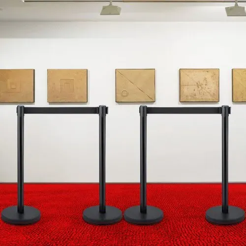 VEVOR Personenleitsystem 4 Ständer, 90 cm Gesamthöhe VIP Absperrung mit Vierwegadapter, Abgrenzungsständer, Absperrständer mit 2 M Länge Gürtel für Airport Flughafen, Ständer Stahl und Eisen, Schwarz – Bild 7