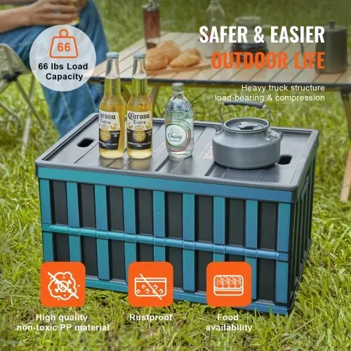 VEVOR 3er-Set 65L Profi Klappbox aus PP Transportbox mit Deckel Faltbarer Aufbewahrungsbox mit Handgriff Stapelbare Kisten Storage Box Faltboxen Stapelboxen für Aufbewahrung & Transport – Bild 3