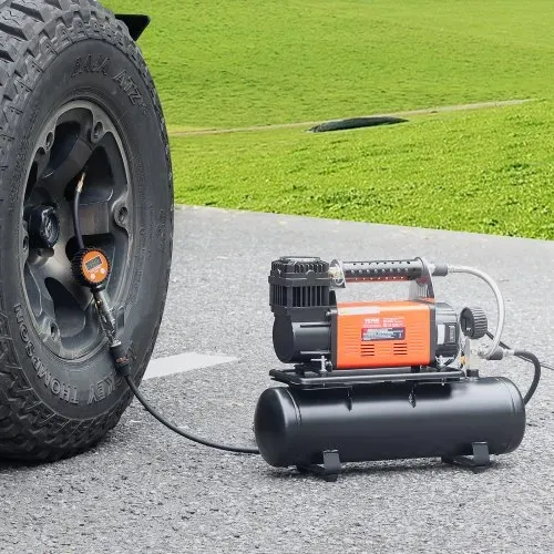 VEVOR 12-V-Hochleistungsluftkompressor mit 6-l-Tank-Kit, tragbarer 6,35-CFM-Reifenfüller, 150-PSI-Offroad-Luftkompressor mit digitalem Druckmesser, Reifenfüller für LKWs, Autos, SUVs, 4x4-Fahrzeuge, Wohnmobile – Bild 7