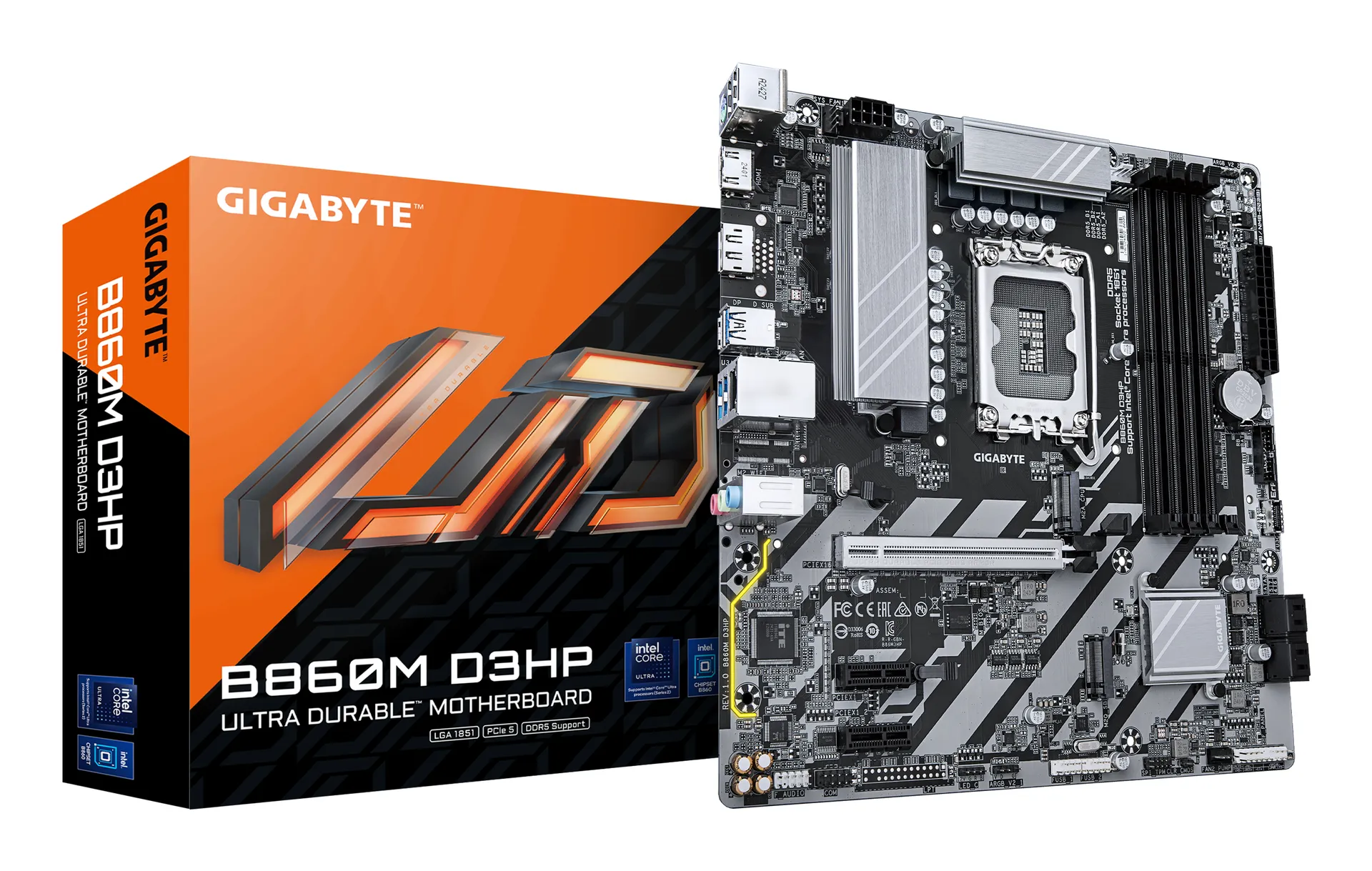 GIGABYTE B860M D3HP Mainboard – Intel Core Ultra CPUs, 4+1+2+1 Phasen VRM, bis zu 9066MHz DDR5, 2xPCIe 4.0 M.2, GbE LAN, USB 3.2 Gen 1 GIGABYTE B860M D3HP Mainboard – Intel Core Ultra CPUs, 4+1+2+1 Phasen VRM, bis zu 9066MHz DDR5, 2xPCIe 4.0 M.2, GbE LAN, USB 3.2 Gen 1