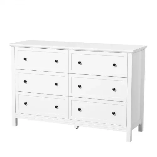 VEVOR Kommode mit 6 Schubladen, Holzkommode mit Schiebe- und Kippschutz, minimalistischer Retro-Schubladenschrank TV-Ständer, Organizer für Wohnzimmer Schlafzimmer Eingangsbereich (weiß) – Bild 8