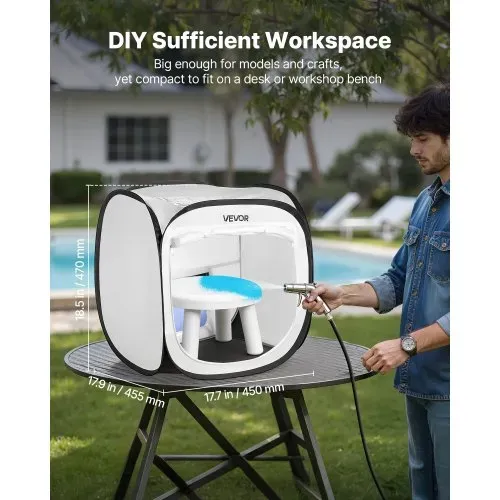 VEVOR tragbares Lackierkabinenzelt (40,5x40,5x43 cm Arbeitsbereich) Pop-Up-Sprühfarbenzelt für Sprühmalerei, wasserfeste Farbkabine für kleine Modelle Skulpturen Vasen Bilderrahmen Pop-Up-Design – Bild 3