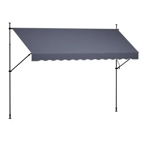 VEVOR Klemmmarkise 400 cm, Höhenverstellbare Markise mit Handkurbel, Terrassenmarkise UPF 80+ Sonnenschutz, Sonnenmarkise, Balkonmarkise, Ideal für Terrasse, Balkon & Garten, Dunkelgrau – Bild 9