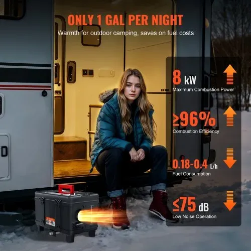 VEVOR 5-8KW Dieselheizung 12 V /24 V All in One Diesel-Luftheizung, mit Bluetooth App Steuerung & Fernbedienung& Anzeigebildschirm & CO-Alarm, schnell aufheizende tragbare Dieselheizung für Fahrzeuge – Bild 4