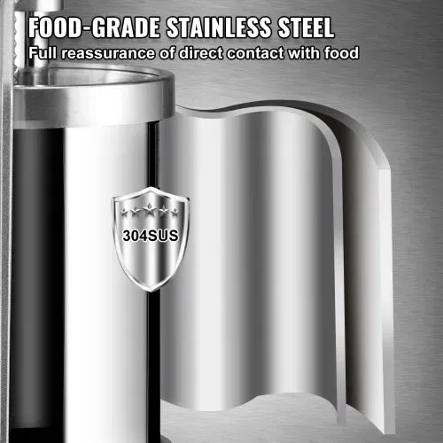 VEVOR Manueller Wurstfüller Wurstfüllmaschine 3 L, Edelstahl + Aluminium Professionelle Silberne Wurstmaschine inkl. 16 / 19 / 22 mm Füllrohre, Vertikale Wurstpresse mit Tischklemme Hausgemacht – Bild 2