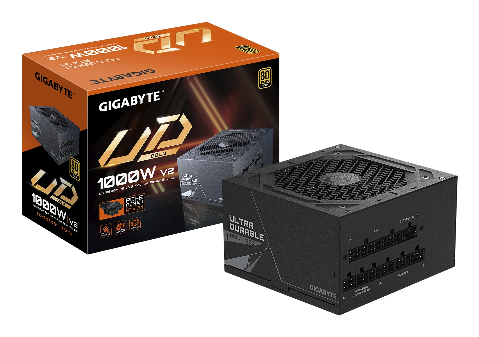 GIGABYTE UD1000GM PG5 V2 Netzteil – PCIe Gen 5.1, 80 PLUS Gold, Vollmodulares Design, 120-mm-Lüfter, ATX 3.1-kompatibel, EU-Stecker GIGABYTE UD1000GM PG5 V2 Netzteil – PCIe Gen 5.1, 80 PLUS Gold, Vollmodulares Design, 120-mm-Lüfter, ATX 3.1-kompatibel, EU-Stecker