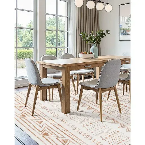 VEVOR Flächenteppich, 1524x2134 mm, Kurzflor, waschbarer Teppich, rutschfester Wohnzimmerteppich im Modern-Stil, Innenmatte für Schlafzimmer, Büro, Wohnzimmer, Kinderzimmer, Eingangsbereich, Beige – Bild 4